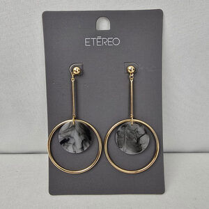 Etereo Gold Tone Grey Swirl Drop Earrings
